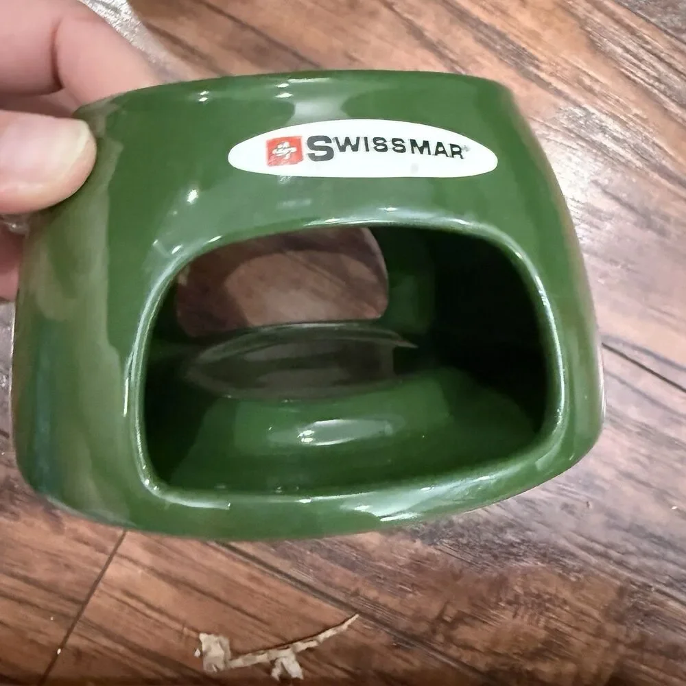 Swissmar Lily Chocolate Fondue Set Green Ceramic Pot Base 4 Forks Tea Light, D6